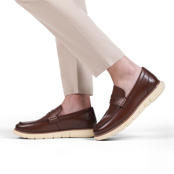 Men's PU Leather Penny Loafers - DARK BROWN - 6